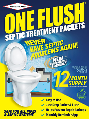 #ad ONE FLUSH Septic Tank Treatment Packets 1 Year Supply of Easy Flush Bacteria $24.79