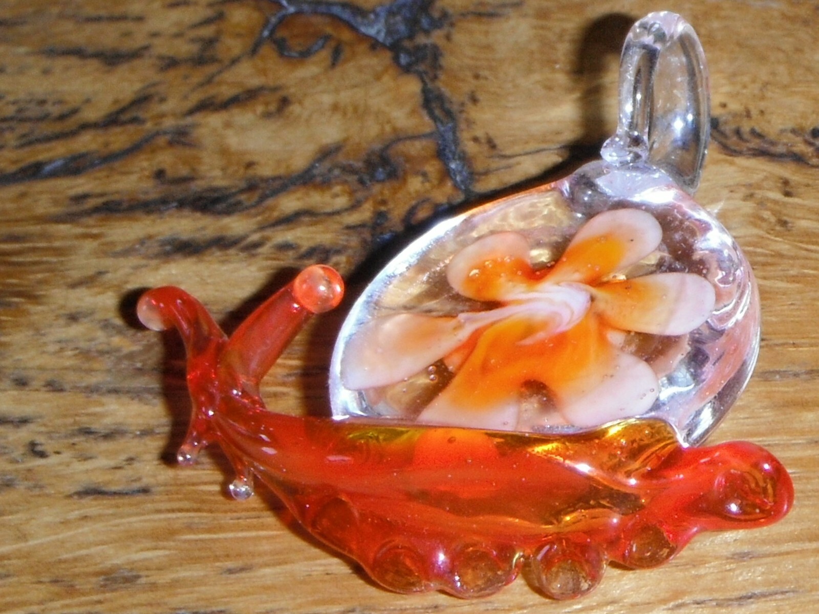 Pendentif Ancien En Verre Soufflé – Couleur Rose, Noir, Blanc, Cuivre, Cordon De 42 Cm