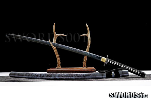 handmade manganese steel black blade Japanese samurai Sword Katana full tang - Picture 5 of 10
