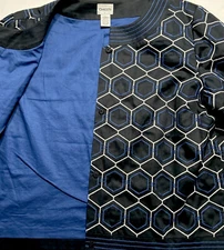 CHICO'S TOP STITCHED GEOMETRIC DESIGN Career BLAZER/JACKET Sz XL (3) Gorgeous