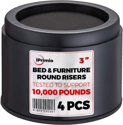 4 Pack Bed Risers Round 3 Inch Lift, Heavy Duty Up to 10000lbs Bed Raising Block