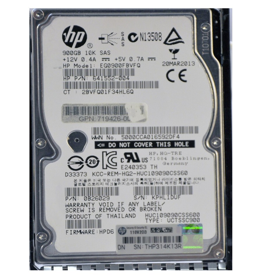 HPE HDD 900GB 6G SAS 10k 2.5" SFF SC Festplatte