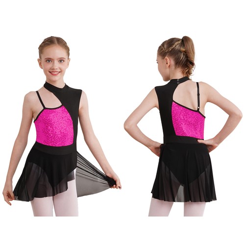 Kinder Mädchen Ballett Tanzkleid Ausschnitt Rücken Trikot Kleid lyrisch modern Ballerina - Bild 36 von 90