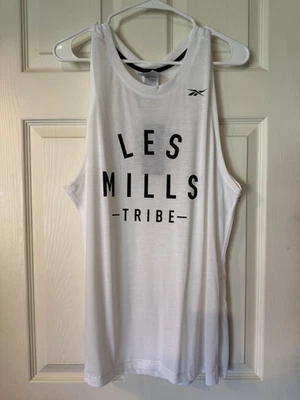 Reebok LES MILLS Mens Graphic Tank Top Training White LARGE - image 1 of 3