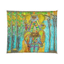 Vibrant Art Comforter, Bohemian Bedding, Colorful Quilt, Cozy Home Decor, ...