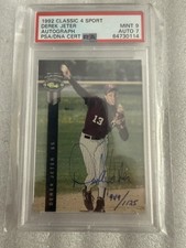 1992 Classic 4 Sport Derek Jeter Autograph PSA 9  (949/1125)