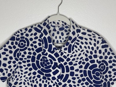 PRICE REDUCED!! Rodier  of France Women s Blue & White Cotton Blouse. Size 10-12