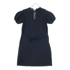 PRADA 18SS Puff Sleeve Crew Neck Short Medium Top Dress Black Womens 35876L Used