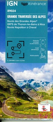 Route Grandes Alpes | Grande Traversée des Alpes 1:220000 | (Land-)Karte | 2024