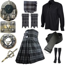 Scottish kilt outfit, 10 pcs kilt set, men  s kilt attire, Highland dress, tartan