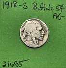 1918-S Buffalo 🦬 Indian Head Nickel 5c Ag About Good