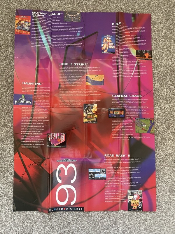 Sega Mega Drive Electronic Arts 93 Poster Only Fast Despatch Next Day