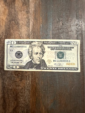 MC11888555C 2013 $20 DOLLAR NOTE ***TRINARY FANCY SERIAL & STRIKE ERROR***