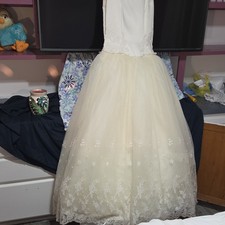 Ivory Sleeveless Scoop Neck Lace Embroidered Tulle Ball Gown Wedding Dress 10