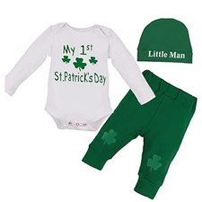 Baby Boy Valentines Day Outfit  New Round Neck Newborn My 1st 0-3 Months Green