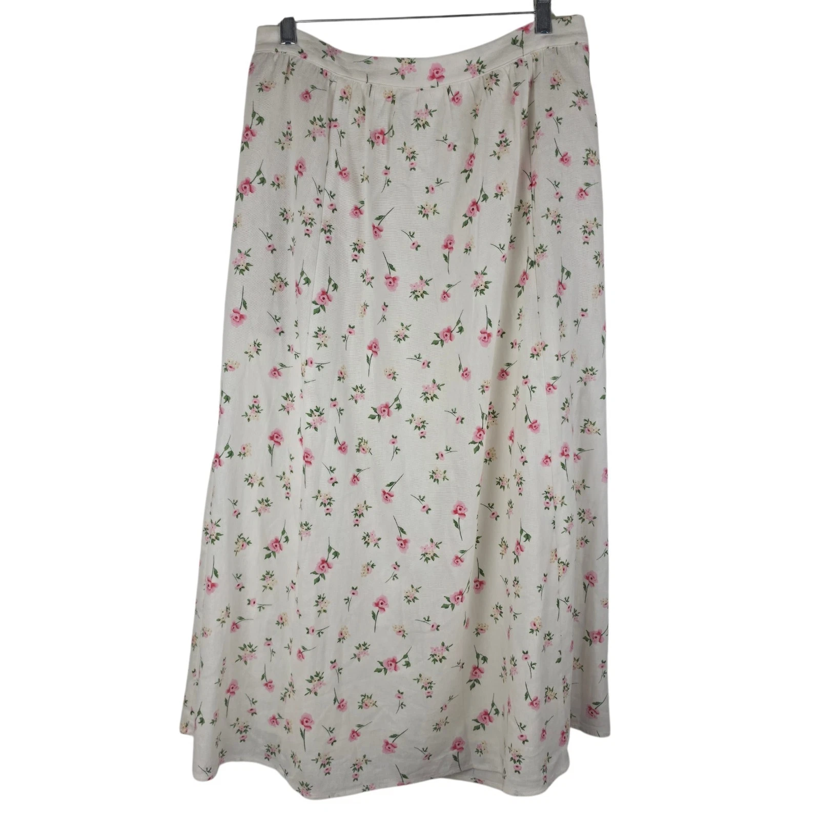 Joie Linen Blend Ditsy Floral Maxi Skirt M Ivory Cottage Prairie Boho Coquette