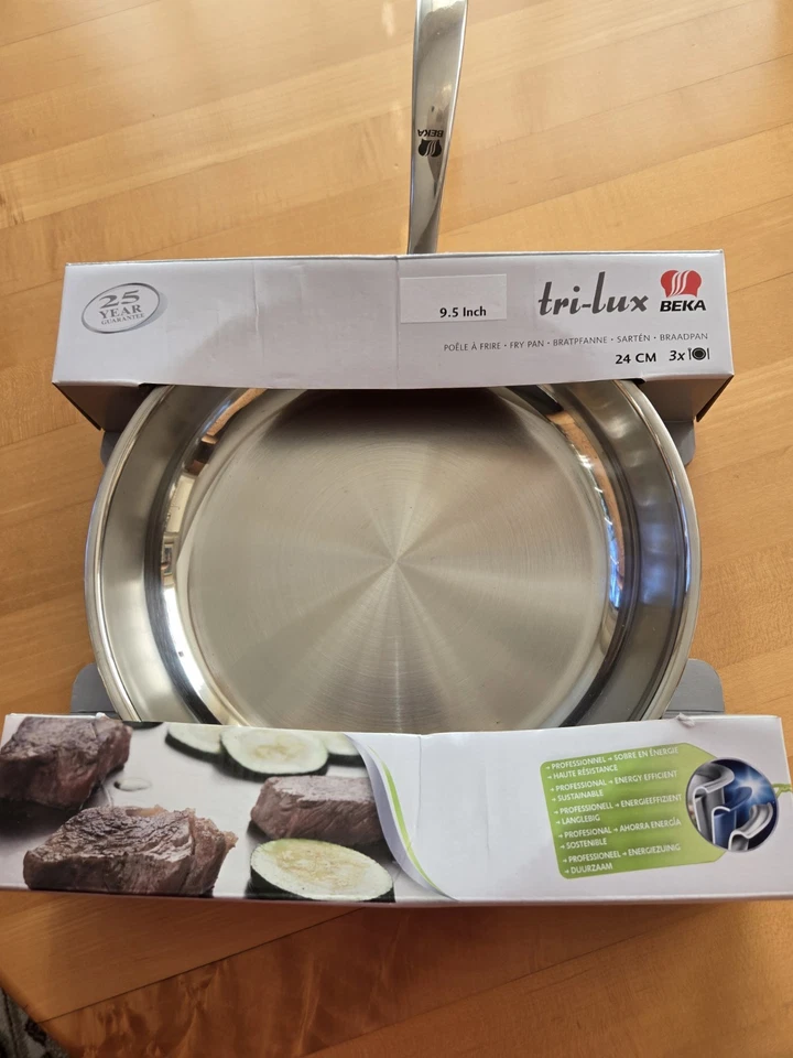 NEW BEKA 9.5" TRI-LUX STAINLESS STEEL FRY PAN - Image 2 of 4