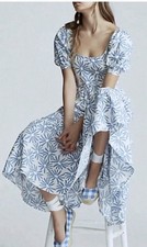 Polo Ralph Lauren 100% Linen KAI FLORAL WOMEN Midi Dress Blue White NWOT Size 2