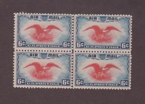 US, C23, LINE BLOCK OF 4, 1930'S AIRMAIL, MINT NH, AIRMAIL COLLCTION