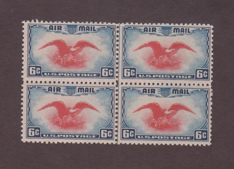 US, C23, LINE BLOCK OF 4, 1930'S AIRMAIL, MINT NH, AIRMAIL COLLCTION