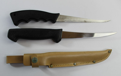 Lot of 2 Filet Fish Knifes KJ ERIKSSON Mora Sweden Jagaren W/Sheath + Intruder