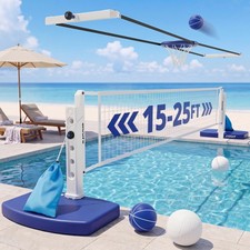 Pool Volleyball Basketball Hoop Set 2 in 1 Adjustable Water Games