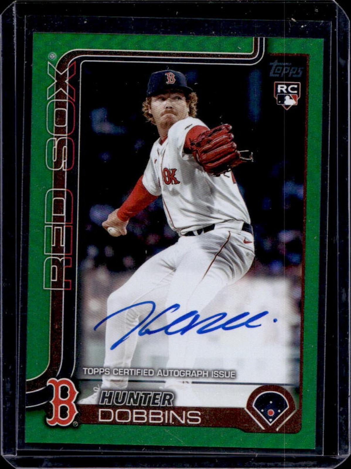 2025 Topps Update Hunter Dobbins Real One Auto RC Green Foil Rookie #/99 Red Sox