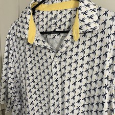 Puma Polo Shirt Mens XL MATTR Palm Tree Print Tee Performance Short Sleeve