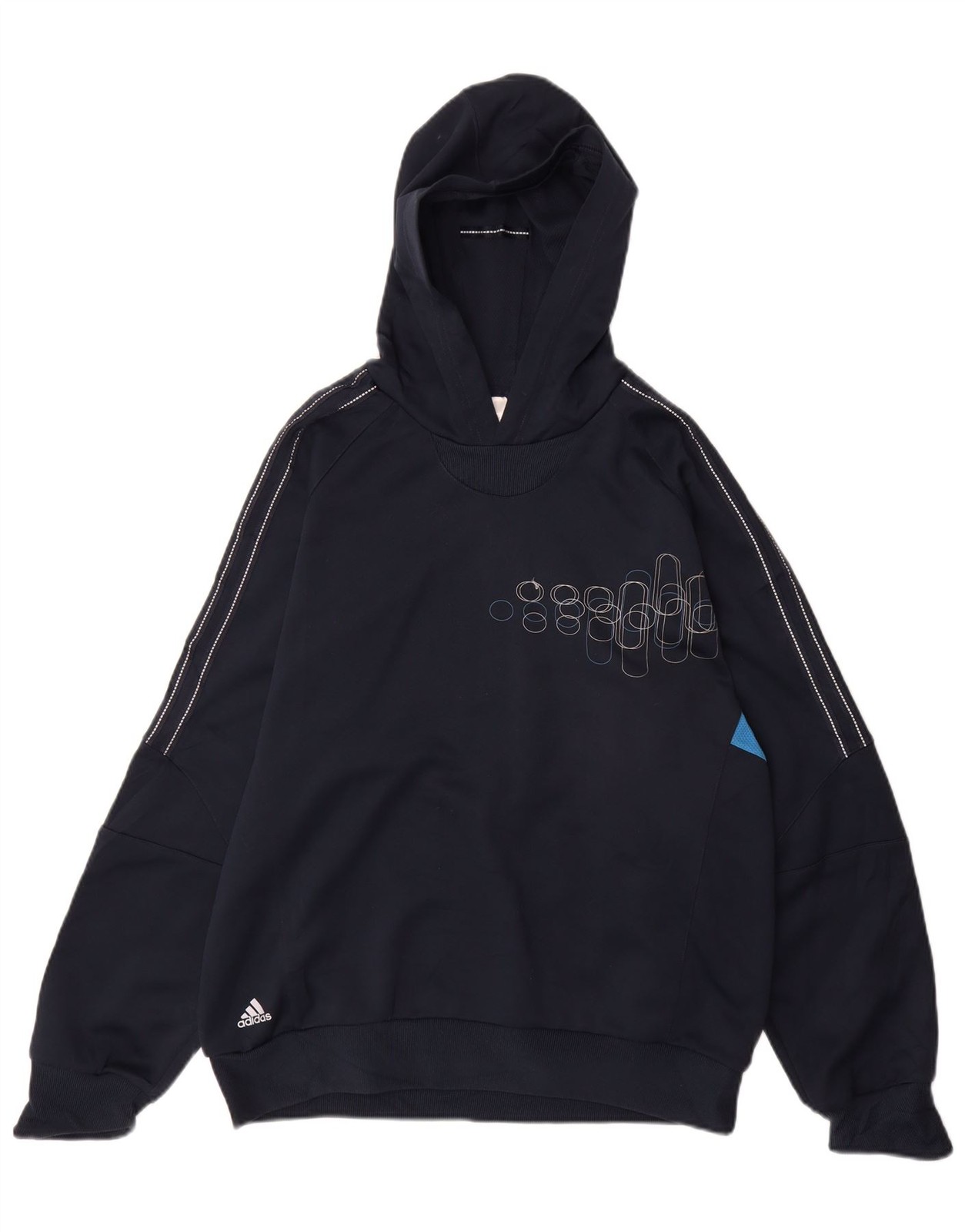 Adidas Mens Climalite Hoodie Jumper UK 42/44 Large Navy Blue Colourblock AO08