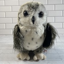 Douglas Crescent Silver Owl Realistic Plush Stuffed Animal Gray White Owl 3837