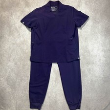Figs Scrub Set Purple Inala Scrub Notched V-neck Top Sz S And Zamora Jogger Sz M