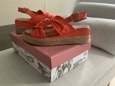 Moda in Pelle Paignton Orange Leather Wedge Sandals Size 38 (UK 5)