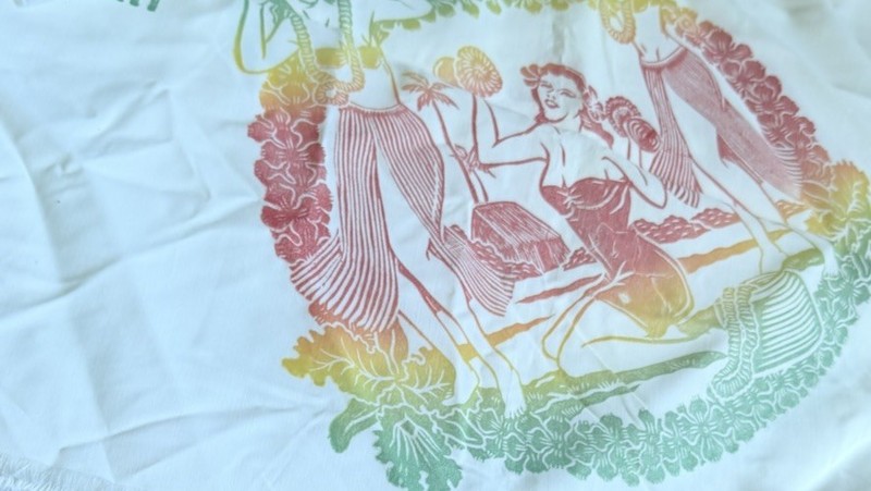 Designed By Hand Block Shop Hawaii Design Tablecloth & 4 Napkins