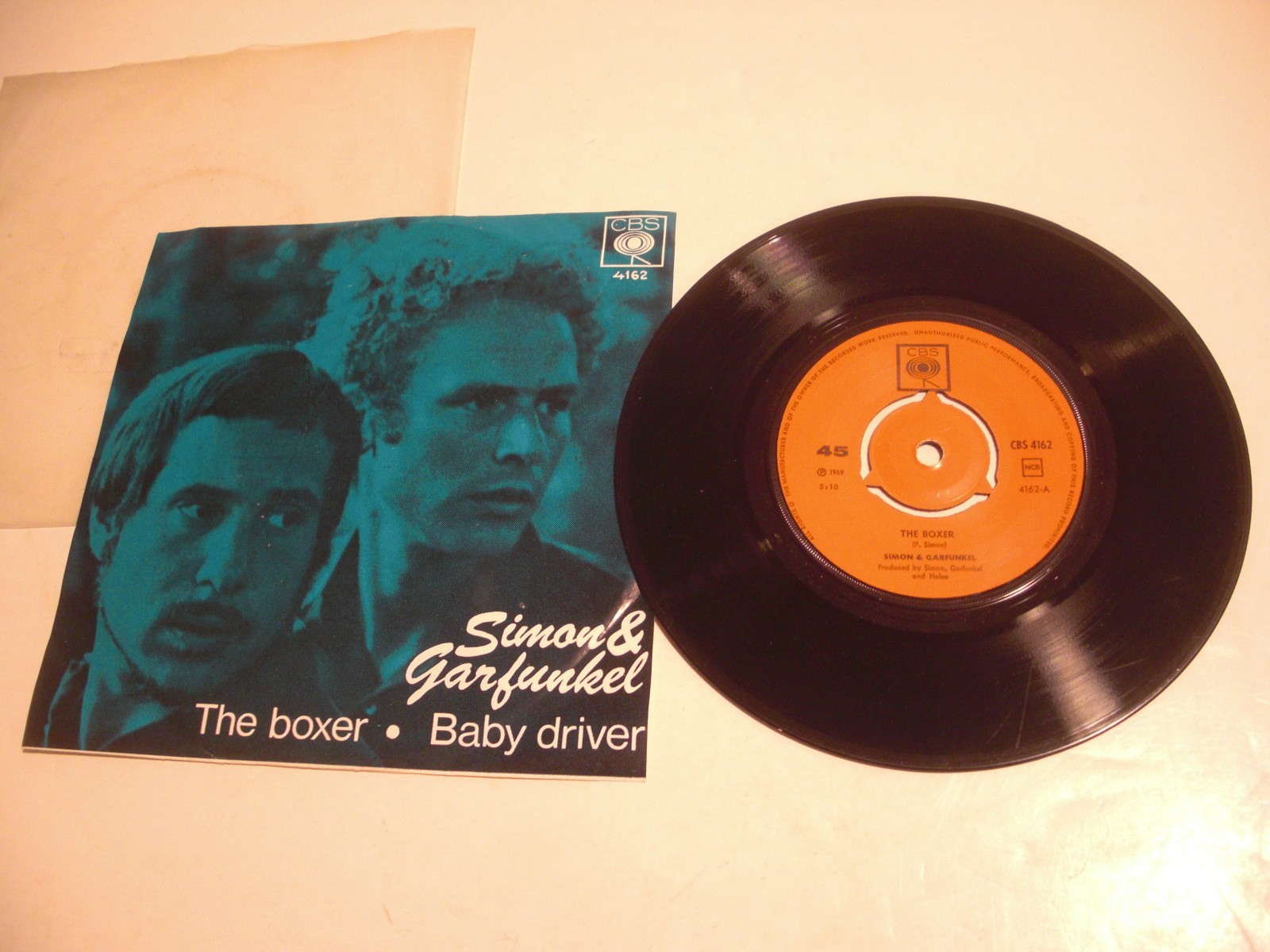 EX 1969 Simon & Garfunkel The Boxer/Baby Drivr 45rpm Record Norway 4162 w/Sleeve