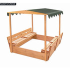 Wooden Sandbox with Canopy and Bench Seats Outdoor Play Structure — photo 1