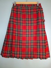 True Vintage circa 1970s Red Tartan Kilt Royal Stewart Skirt 42 fit 10 modern UK