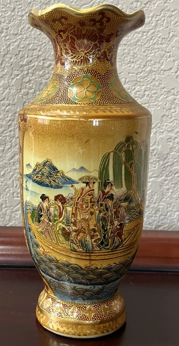 艺妓花瓶日本古董花瓶| eBay