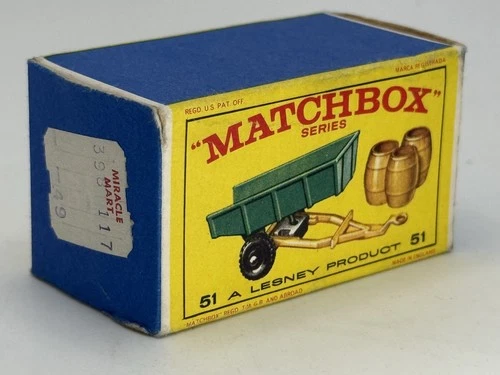 Matchbox Lesney Original BOX ONLY  No. 51 John Deere Trailer 1964. Free Ship