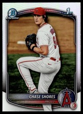 CHASE SHORES 2025 BOWMAN DRAFT CHROME REFRACTOR LOS ANGELES ANGELS #BDC-142 1ST
