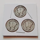 1918 Silver Mercury Dime set!  3 Coins  1918 P 1918 S 1918 D.    A211