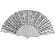 Glitter Silver Small Hand Fan Clear Handle Fan Glitter Rave Boots on Ground Fan