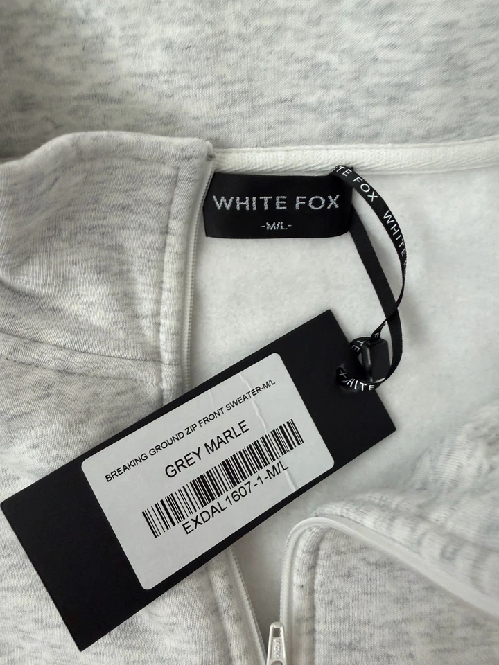 *NUEVO CON ETIQUETAS* ZORRO BLANCO, Breaking Ground Cremallera Frontal Sudadera Suéter Gris Rosa, Talla M/L Foto 2 de 2