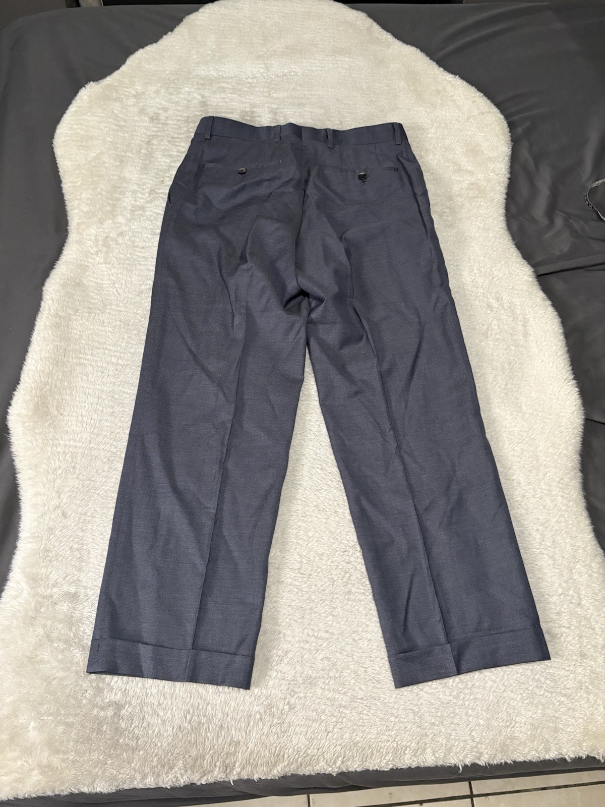 Hugo Boss Mens Wool Gray Blue Cuffed Straight Dress Pants Size 32R 32x28 thumbnail 2