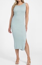 GUESS Light Blue Maxi Sweater Dress Cut-Out Twist Accents Strappy Sleeveless M
