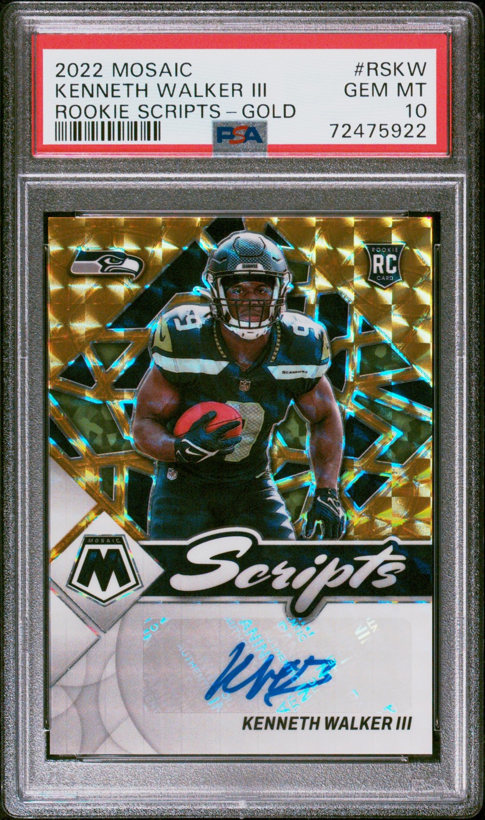 Kenneth Walker III Panini Mosaic Rookie Scripts #RSKW Gold
