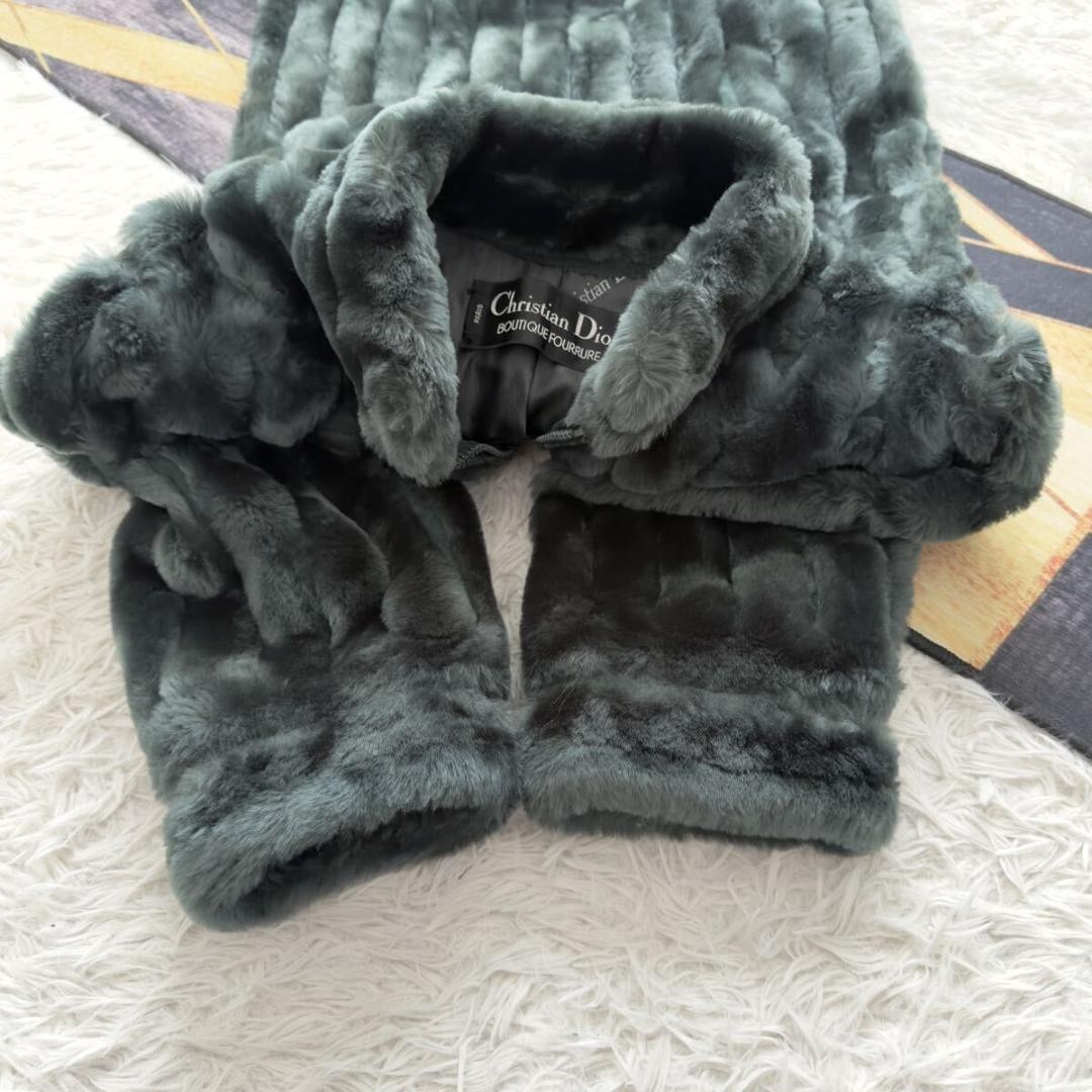 Christian Dior Dark Green Mouton Shearling Fur Long Coat Zip Up From Japan thumbnail 5