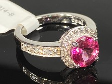 925 Sterling Silver, Pink Topaz  White Zircon Ring - Size 8 / 5.2 Grams / DK