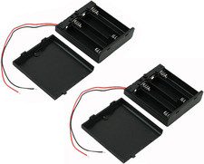 On/Off Switch 4 X 1.5V AA Battery Case Holder Leads Black W Cap 2Pcs