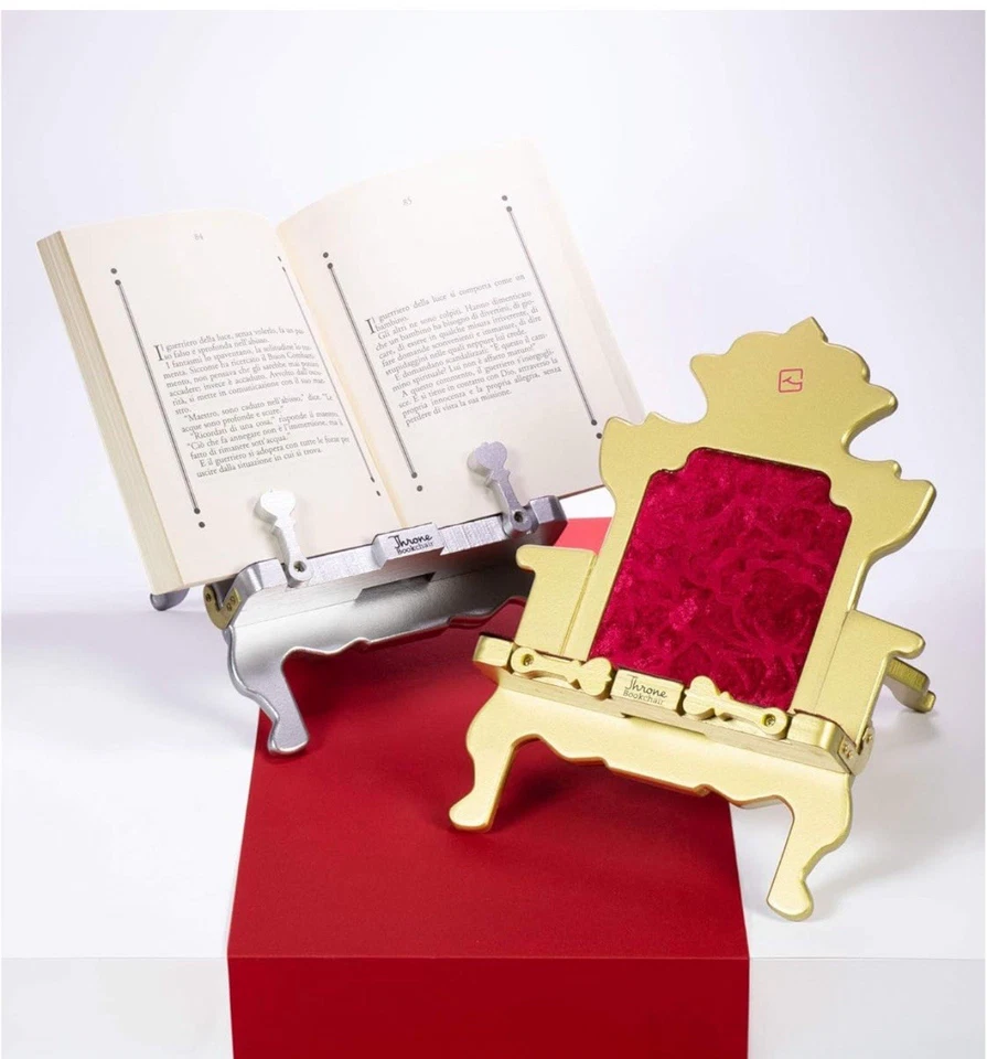 Soporte para libro Throne BookChair iPad Tablet soporte para lector electrónico dorado y rojo - NUEVO Foto 2 de 4