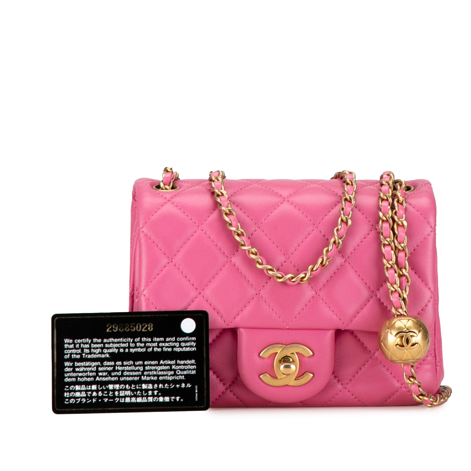 Authenticated Chanel Mini Square Classic Lambskin… - image 10